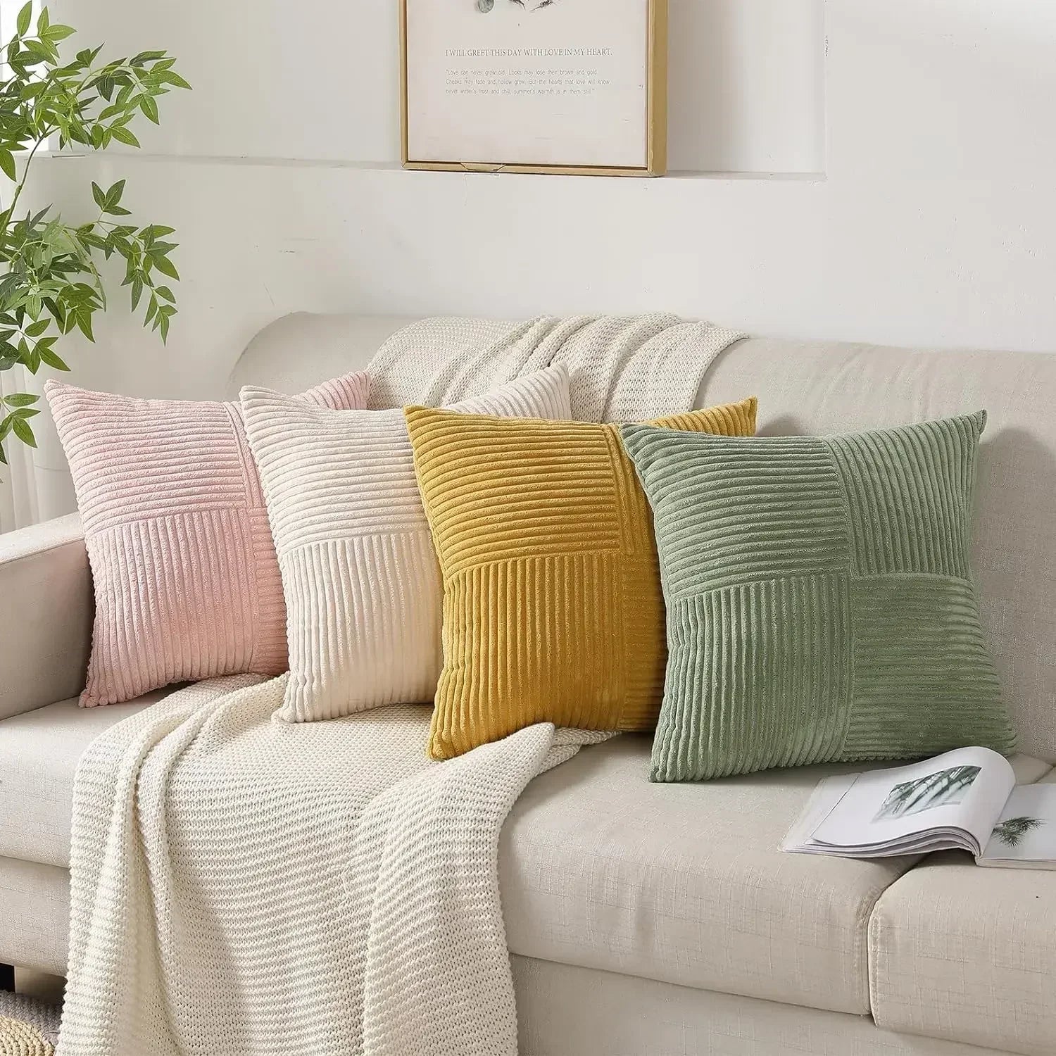 Soft Corded Sofa Cushion Cover