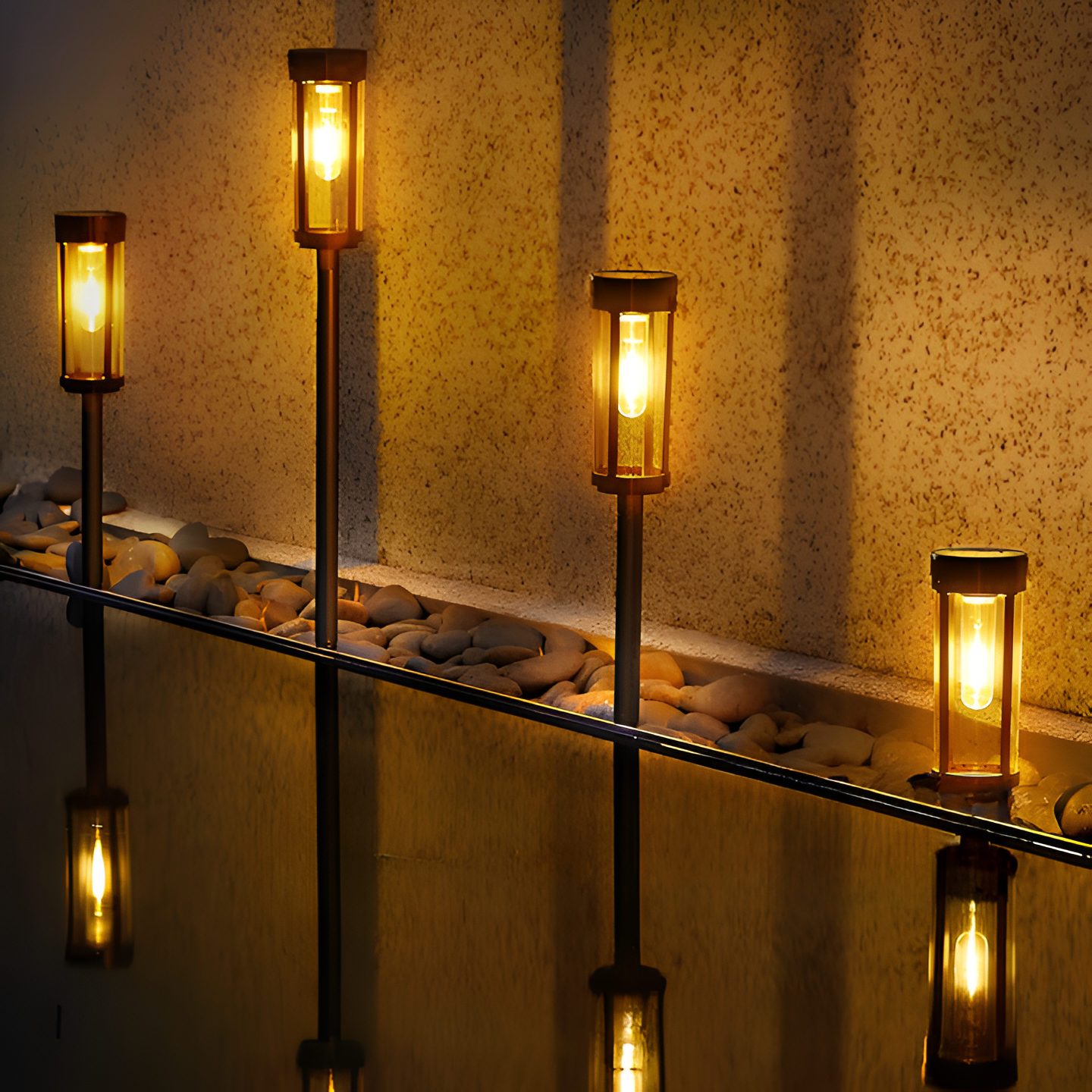 Solar Powered Tiki Torches for Garden with LED Flame Effect
