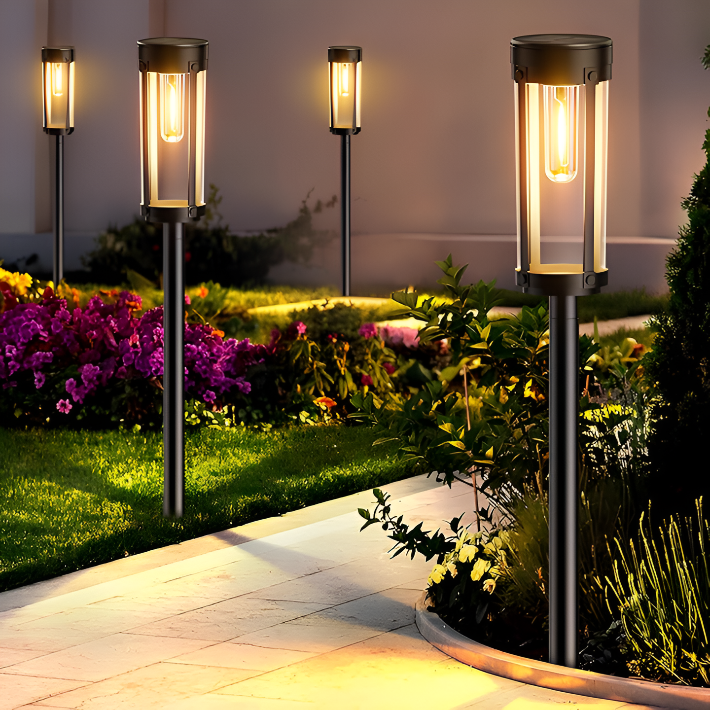 Solar Powered Tiki Torches for Garden with LED Flame Effect