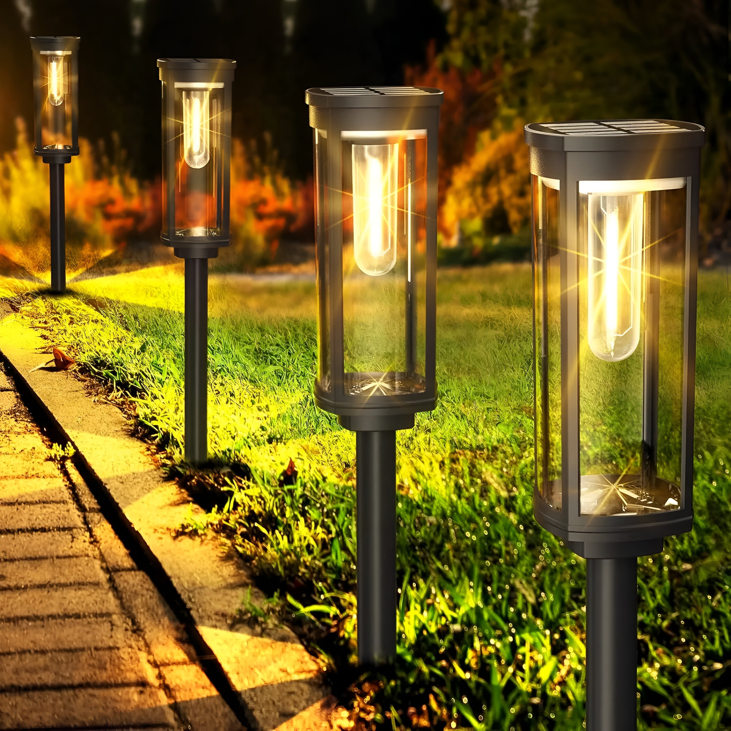 Solar Powered Tiki Torches for Garden with LED Flame Effect