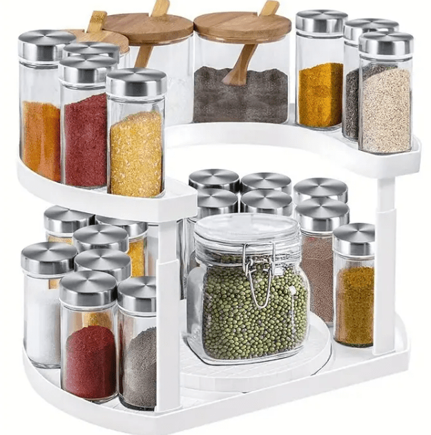 Space-Saving Rotating Spice Rack Organizer