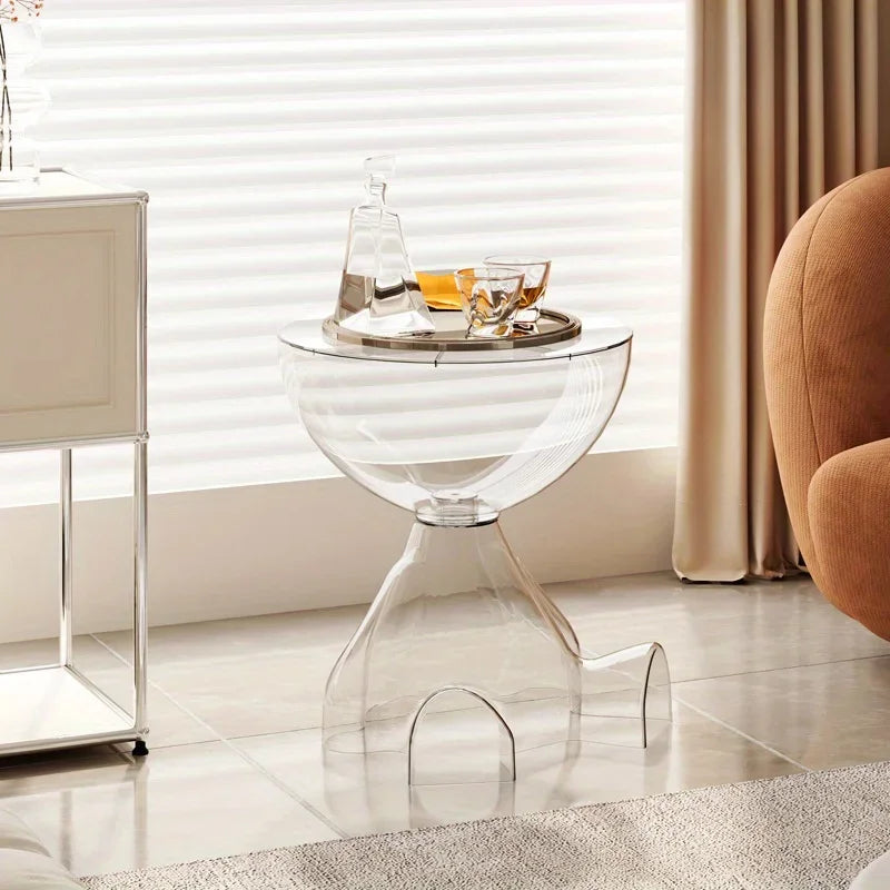 Space-Saving Transparent Plastic Small Side Table
