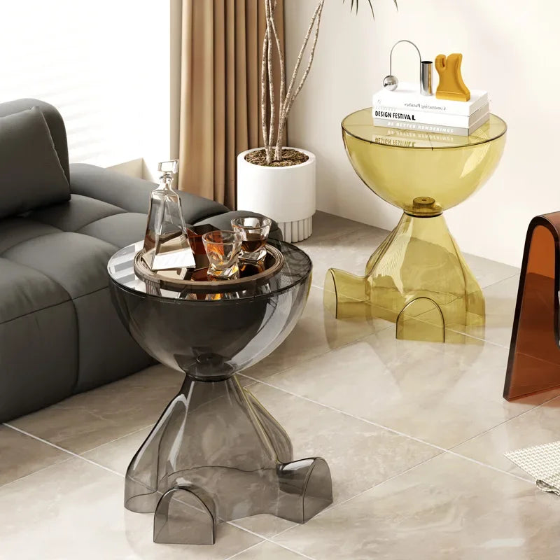 Space-Saving Transparent Plastic Small Side Table