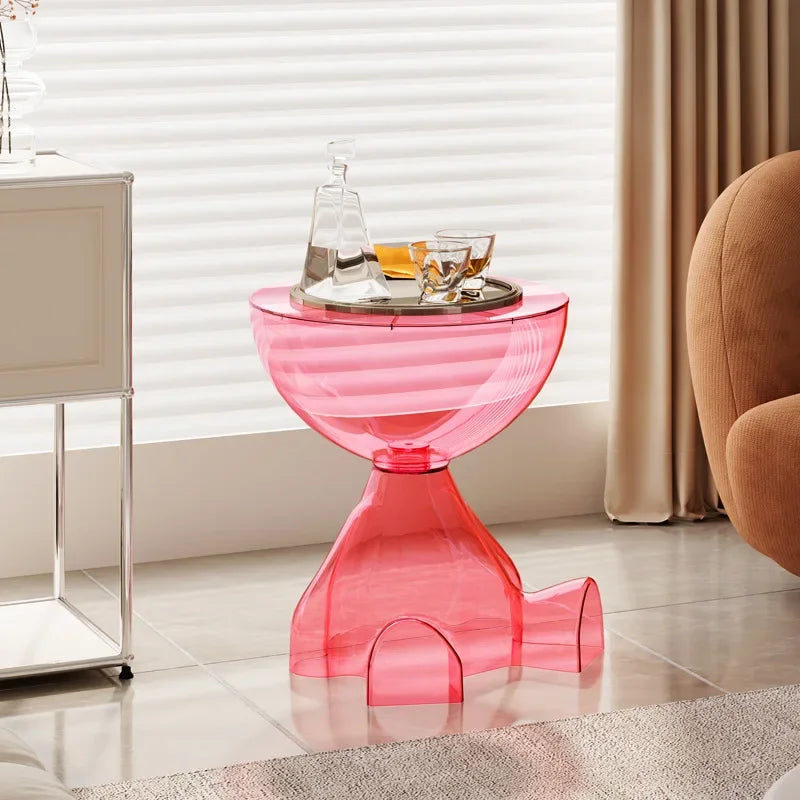 Space-Saving Transparent Plastic Small Side Table