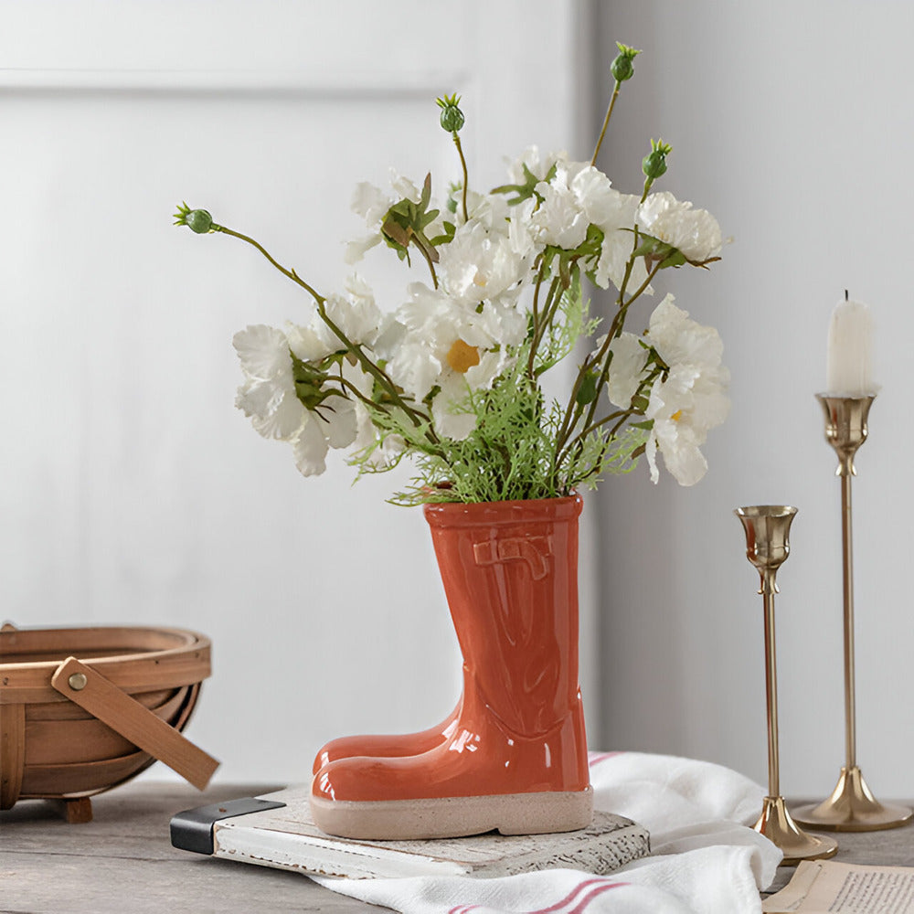Stylish Ceramic Boot-Shaped Flower Vase
