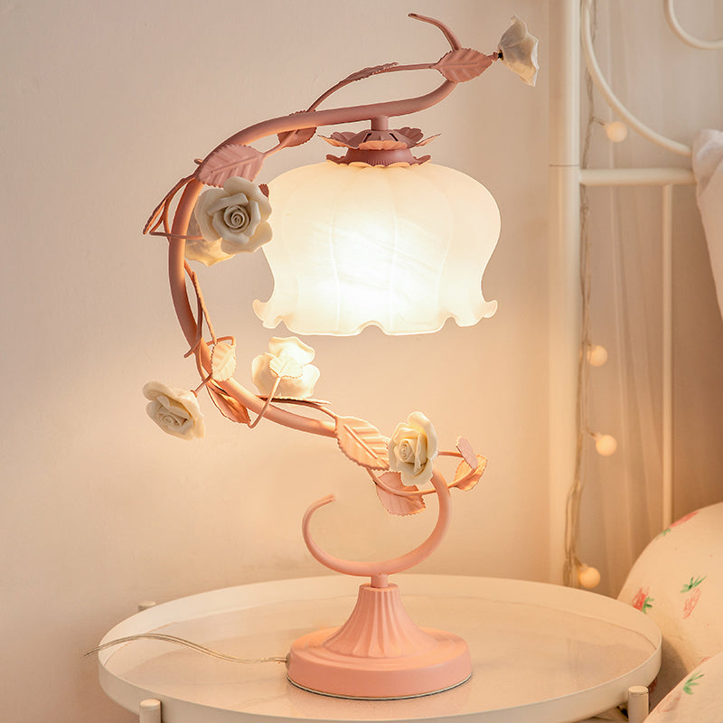 Stylish Covered Rose Table Lamp – Handcrafted Bedroom Lamp with Soft Lighting for Elegant Home Decor 1