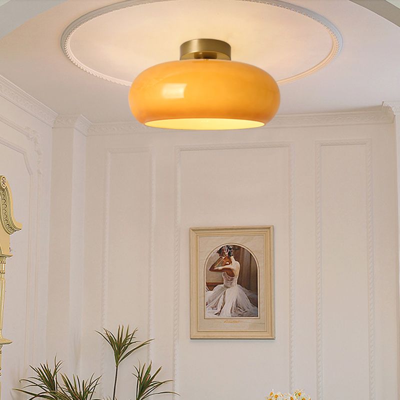 Antique Design Vintage Amber Flush Mount Ceiling Light