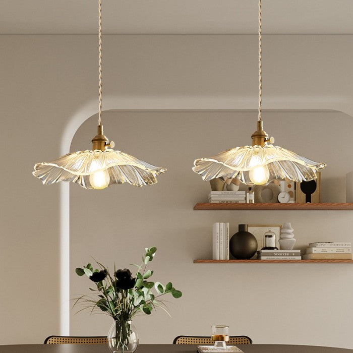 Vintage Lotus Glass Pendant Light