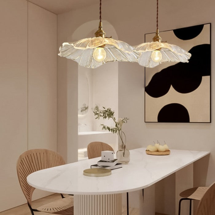 Vintage Lotus Glass Pendant Light