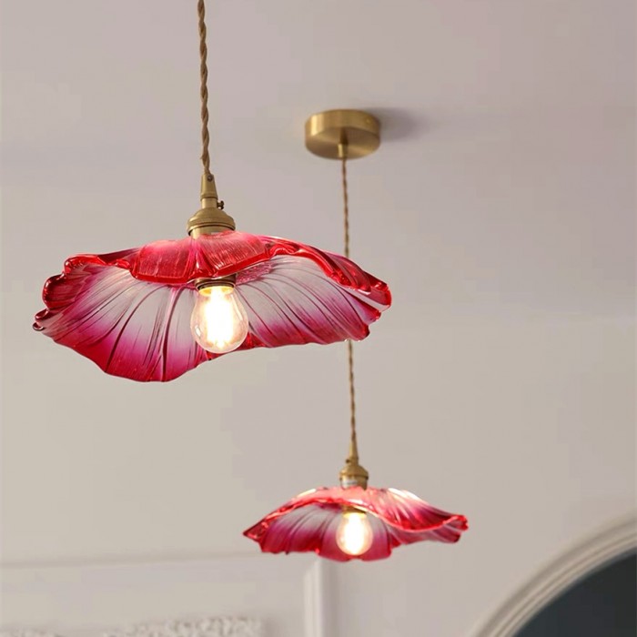 Vintage Lotus Glass Pendant Light