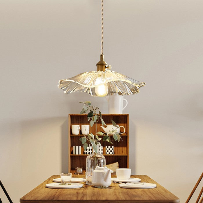 Vintage Lotus Glass Pendant Light