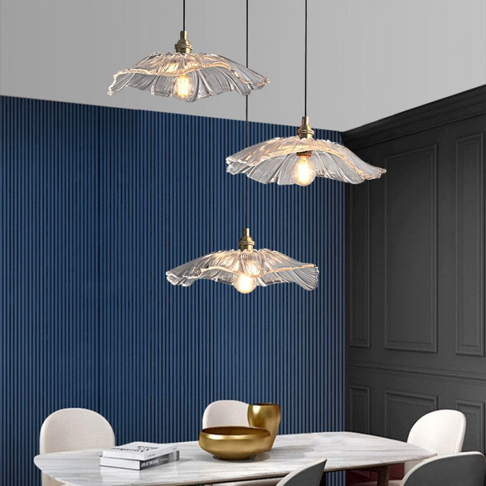 Vintage Lotus Glass Pendant Light
