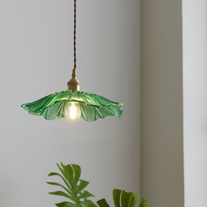 Vintage Lotus Glass Pendant Light