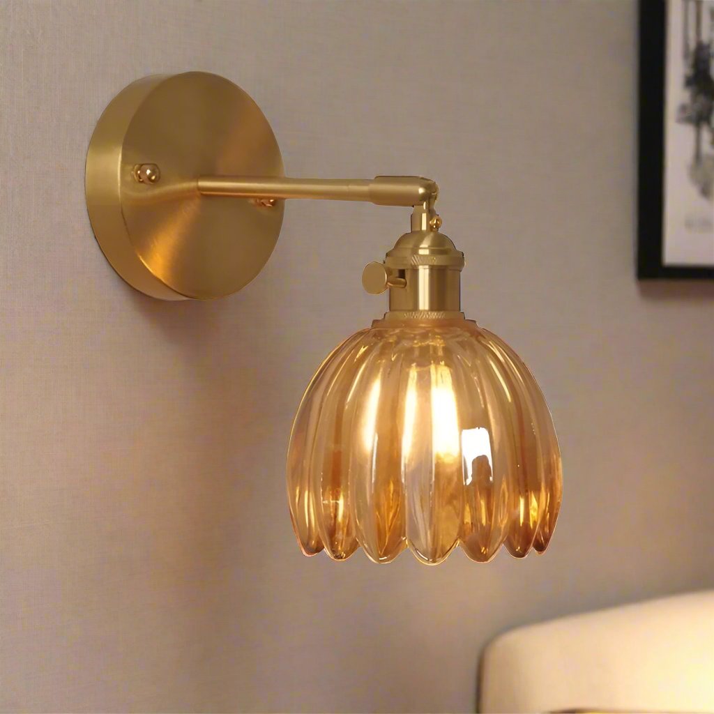 Vintage Tulip Glass Wall Sconce Light