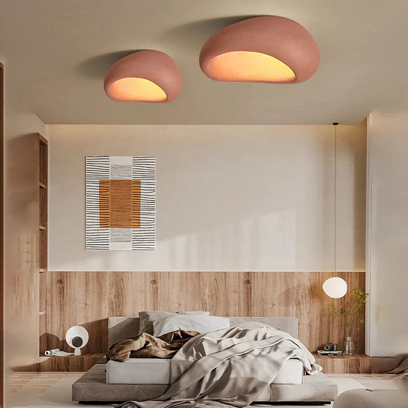 Wabi-Sabi Ceiling Light Fixture – Minimalist Design with Warm White LED Illumination, Durable Resin and Metal, Easy Installation 2