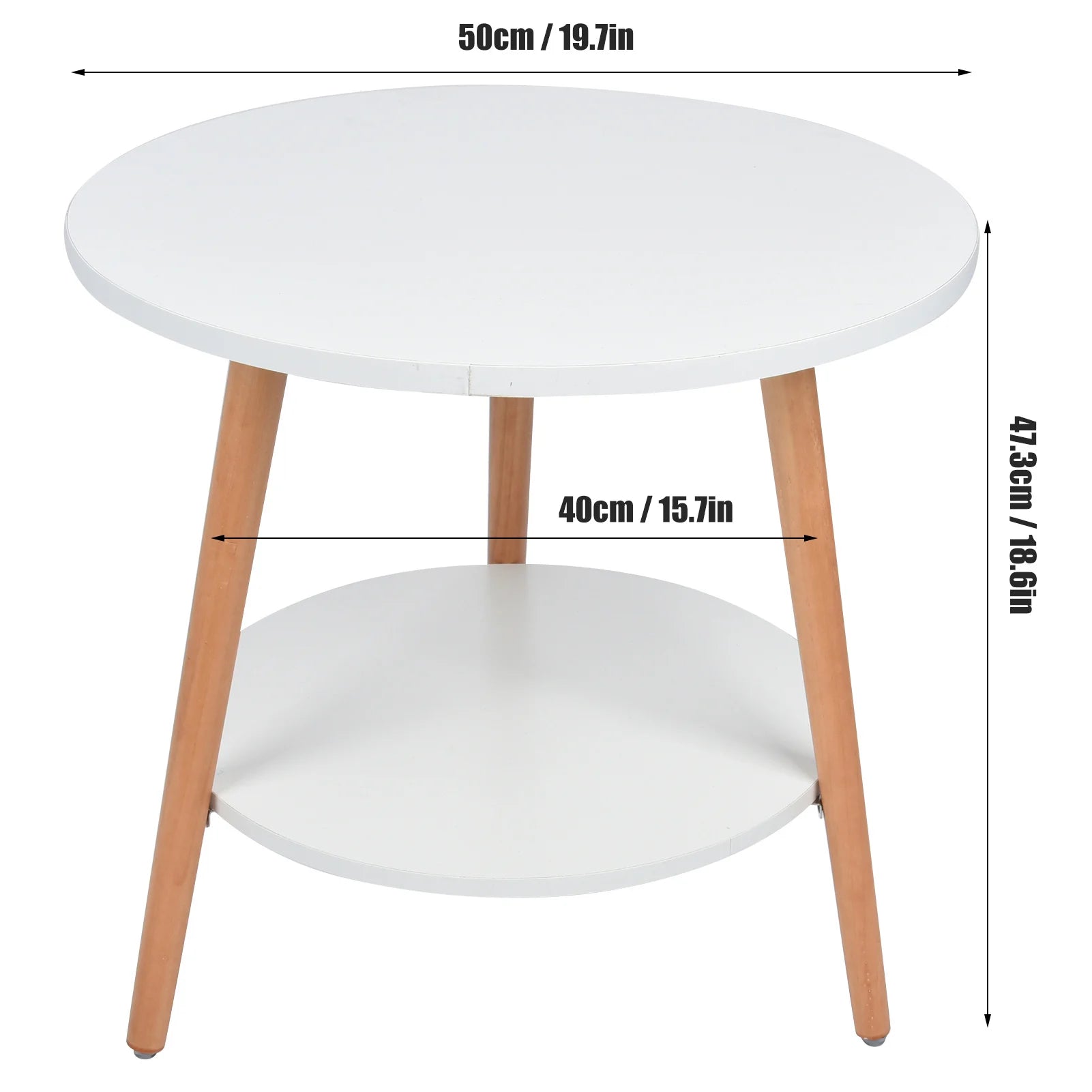 White Compact Side Table with Dual Storage