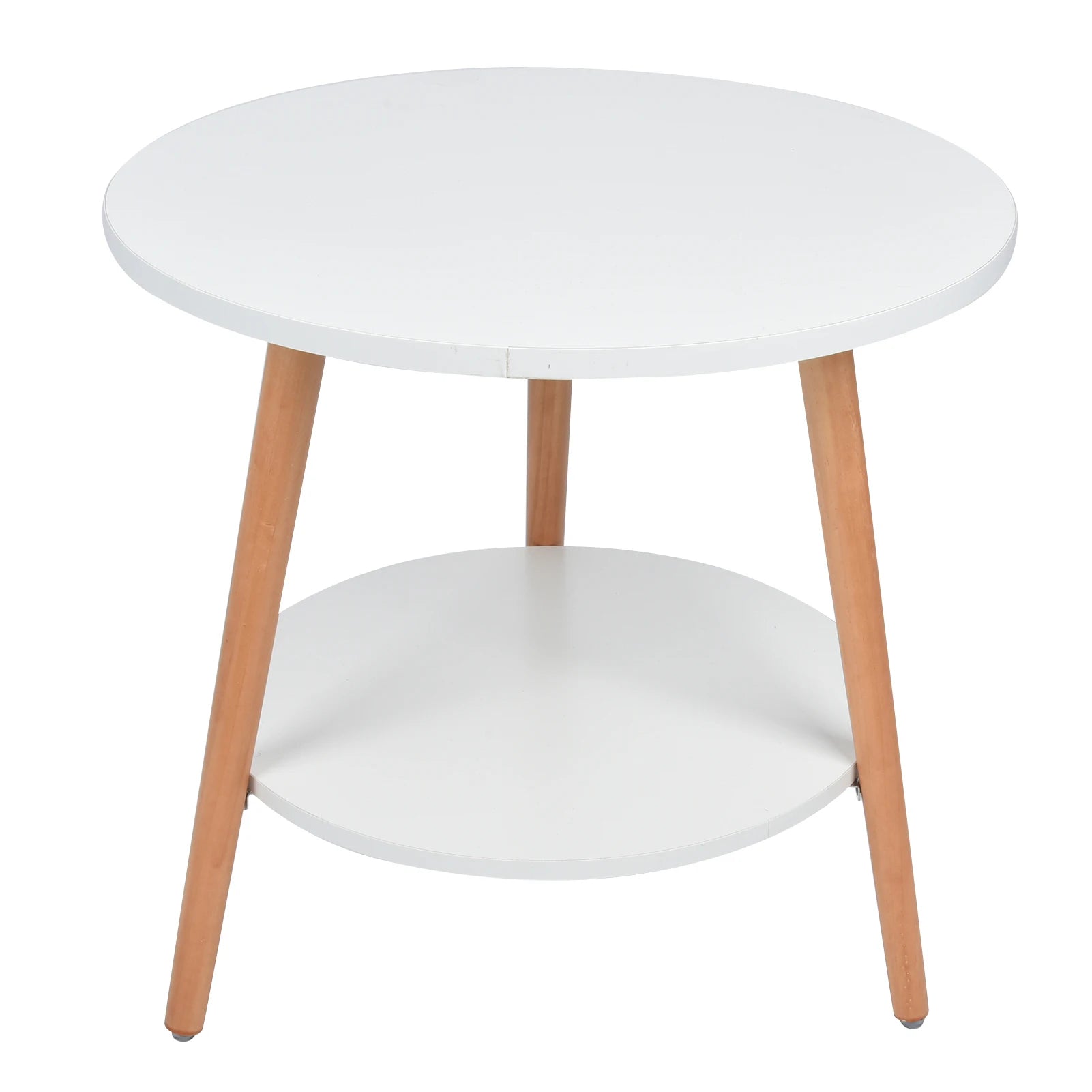 White Compact Side Table with Dual Storage